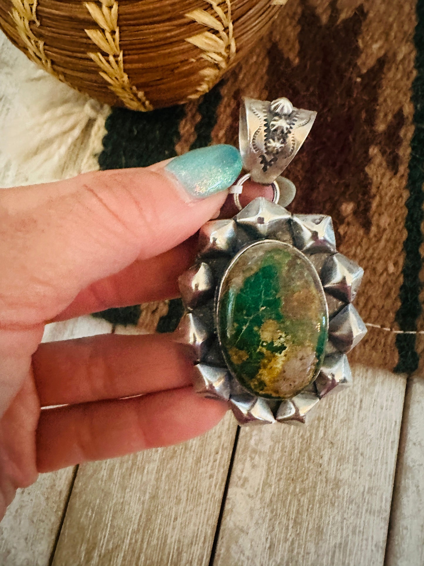 Handcrafted Royston Turquoise & Sterling Silver Pendant