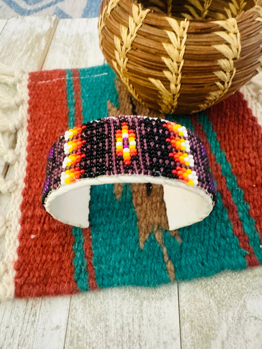 Handcrafted Made Beaded Leather Bracelet