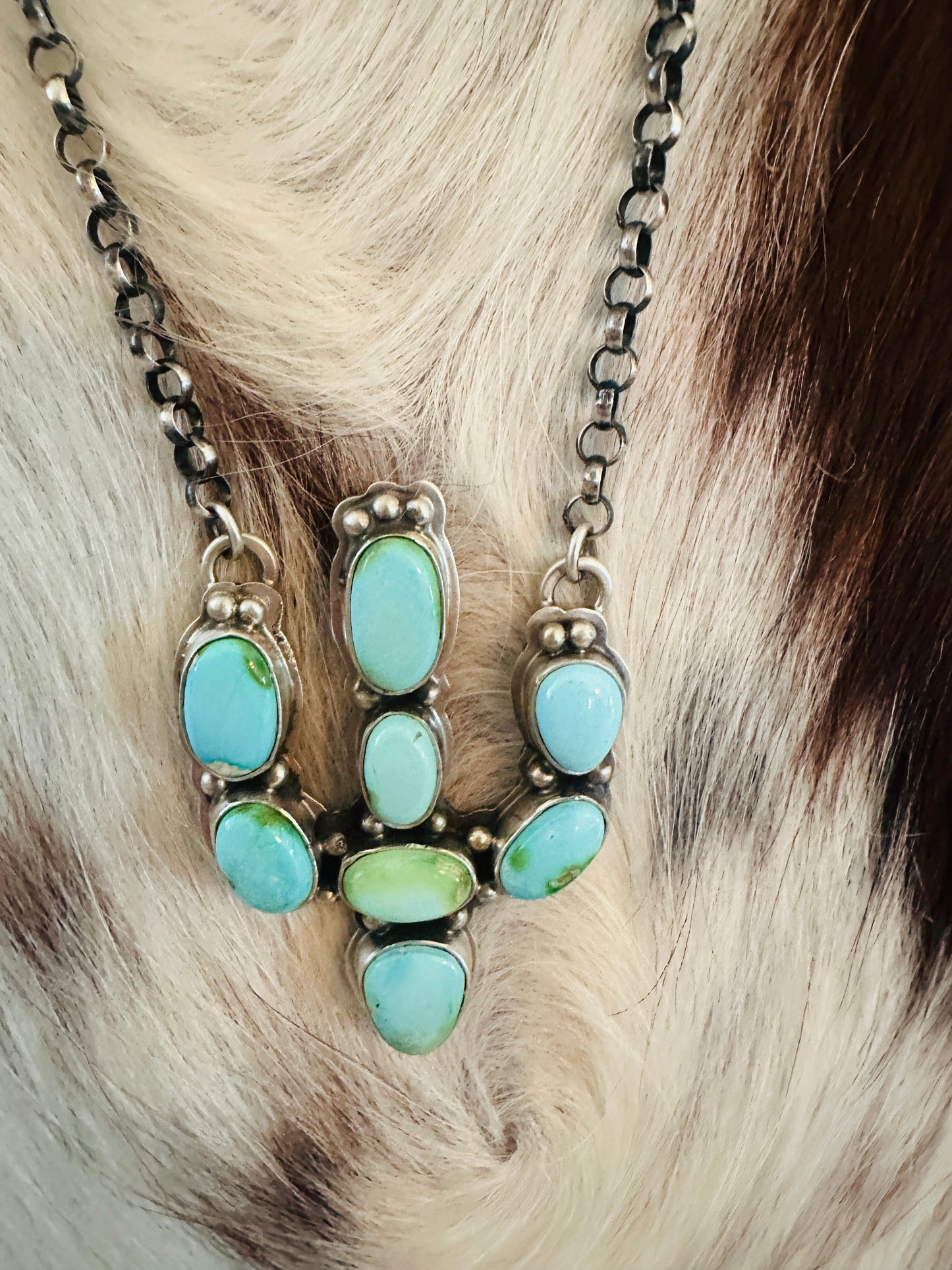 Handcrafted Sterling Silver & Turquoise Cactus Necklace by Emerson Thompson
