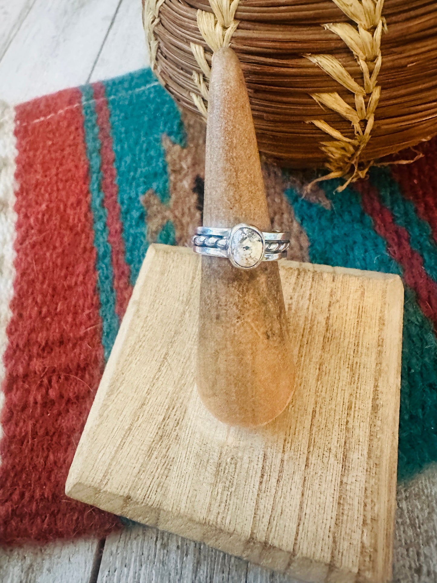 Handcrafted Sterling Silver & White Buffalo Ring