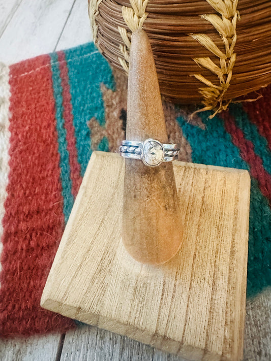 Handcrafted Sterling Silver & White Buffalo Ring