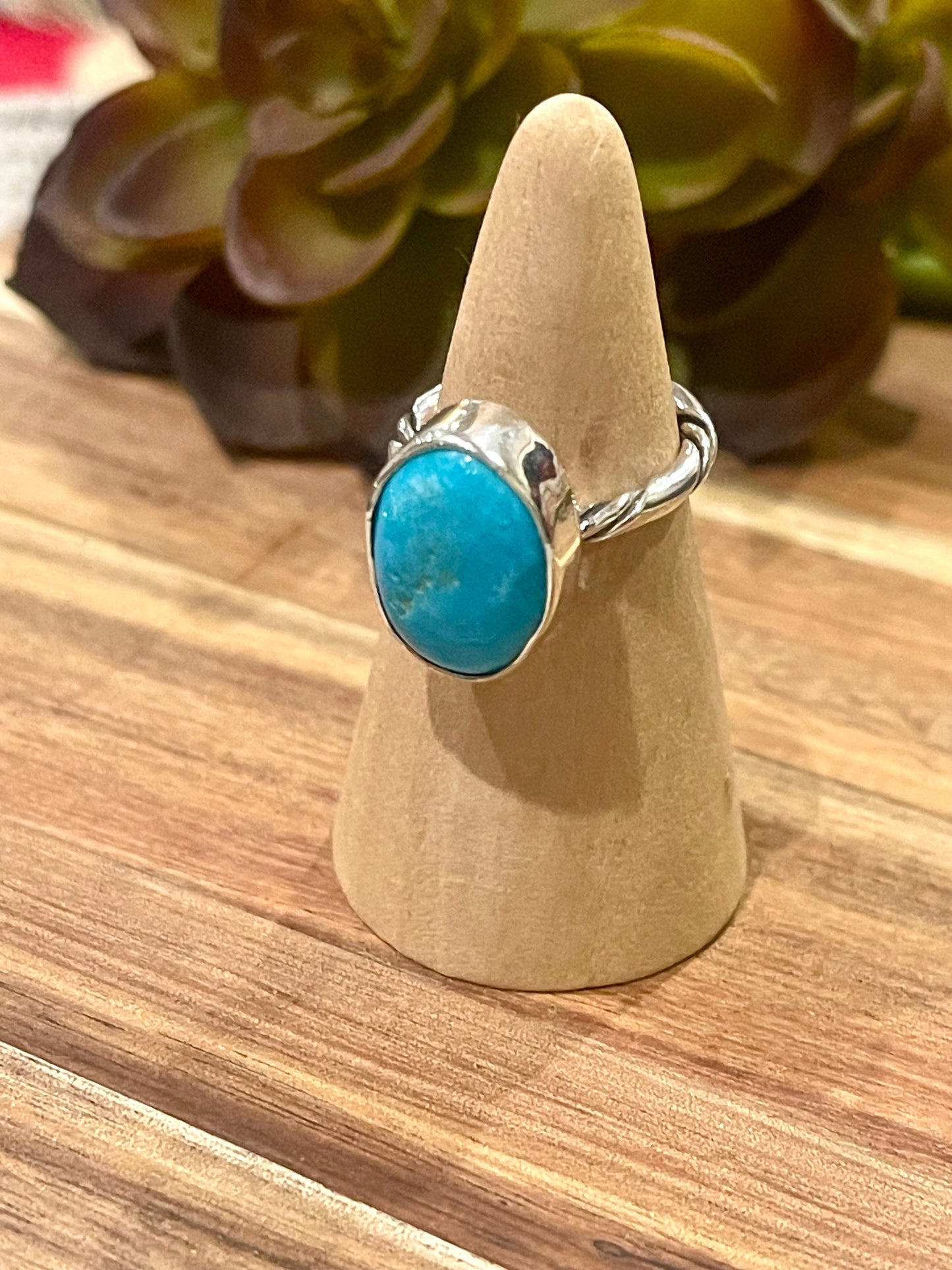 Handcrafted Turquoise & Sterling Silver Ring Size 5.75