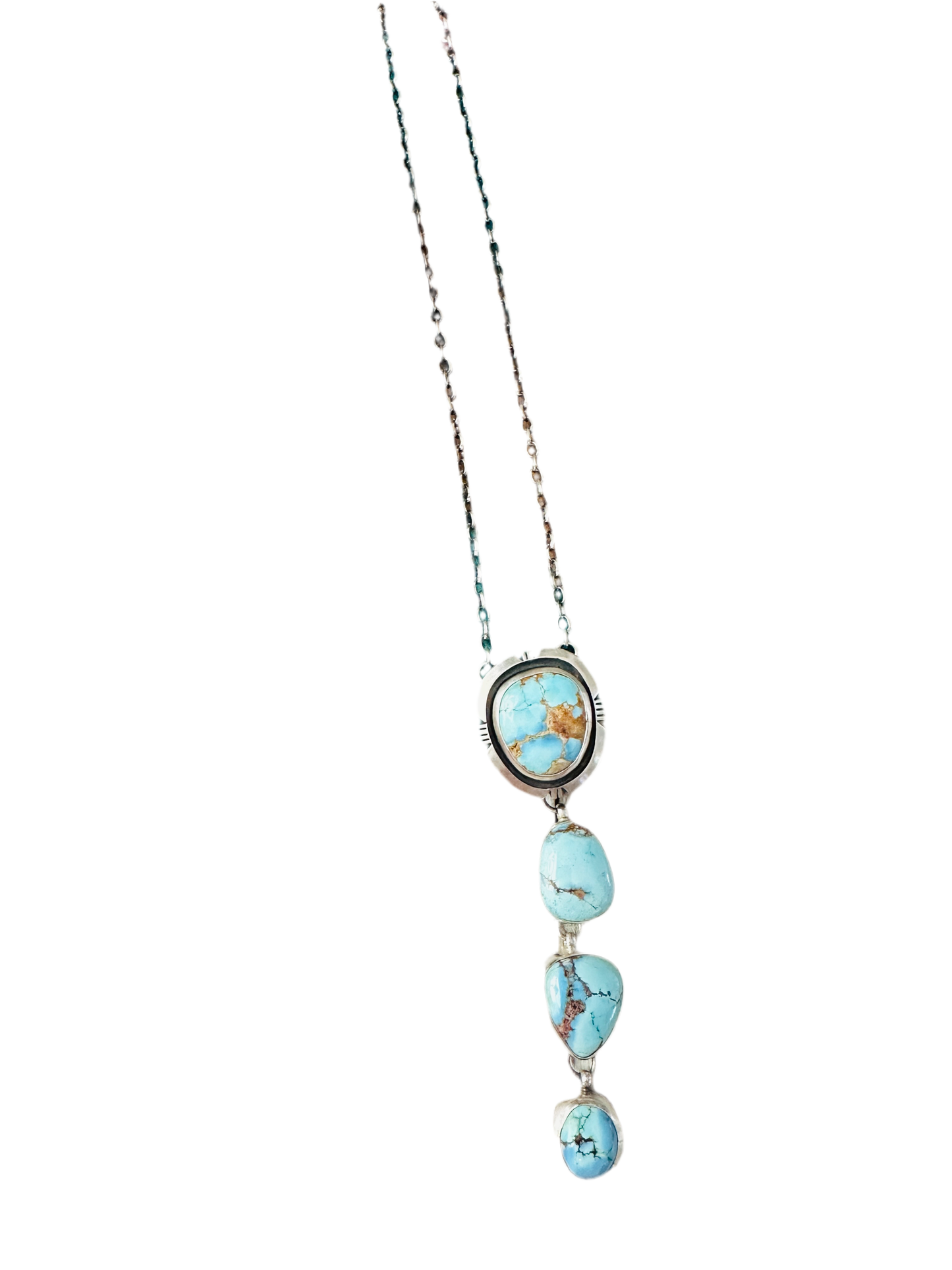 Handcrafted Sterling Silver & Golden Hills Turquoise Lariat Necklace
