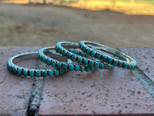 Handmade Royston Turquoise & Sterling Silver Bangle Bracelet 7.5 inch