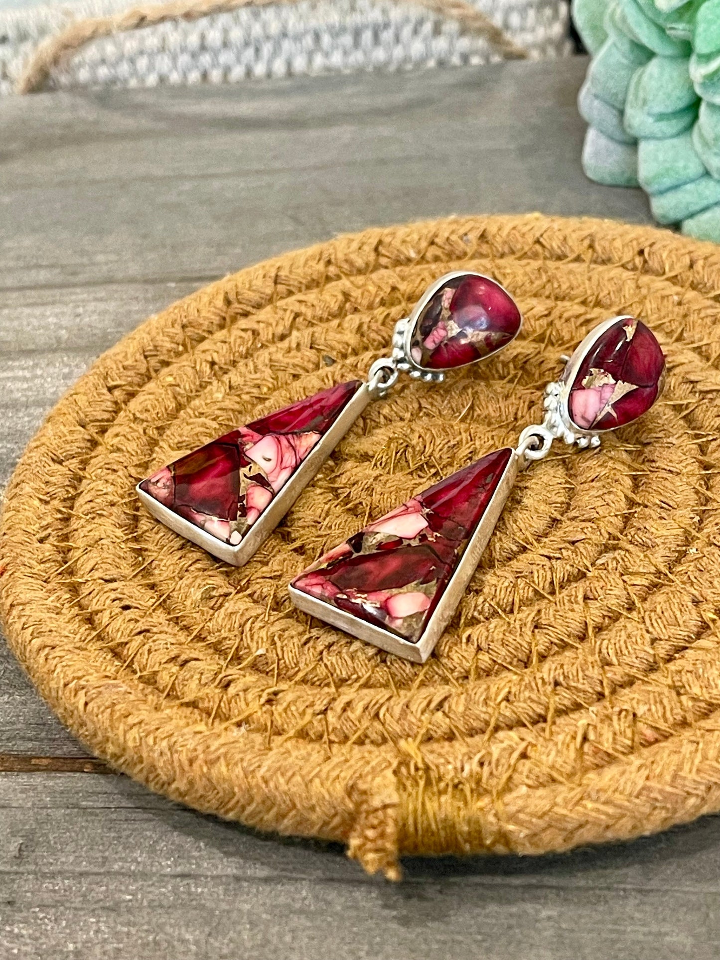 Dahlia Rose Handmade Sterling Silver Dangle Earrings