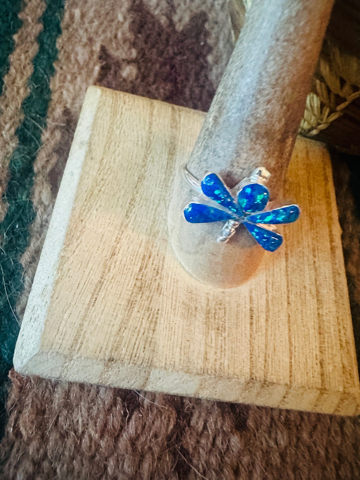 Handcrafted Sterling Silver & Blue Opal Dragonfly Ring