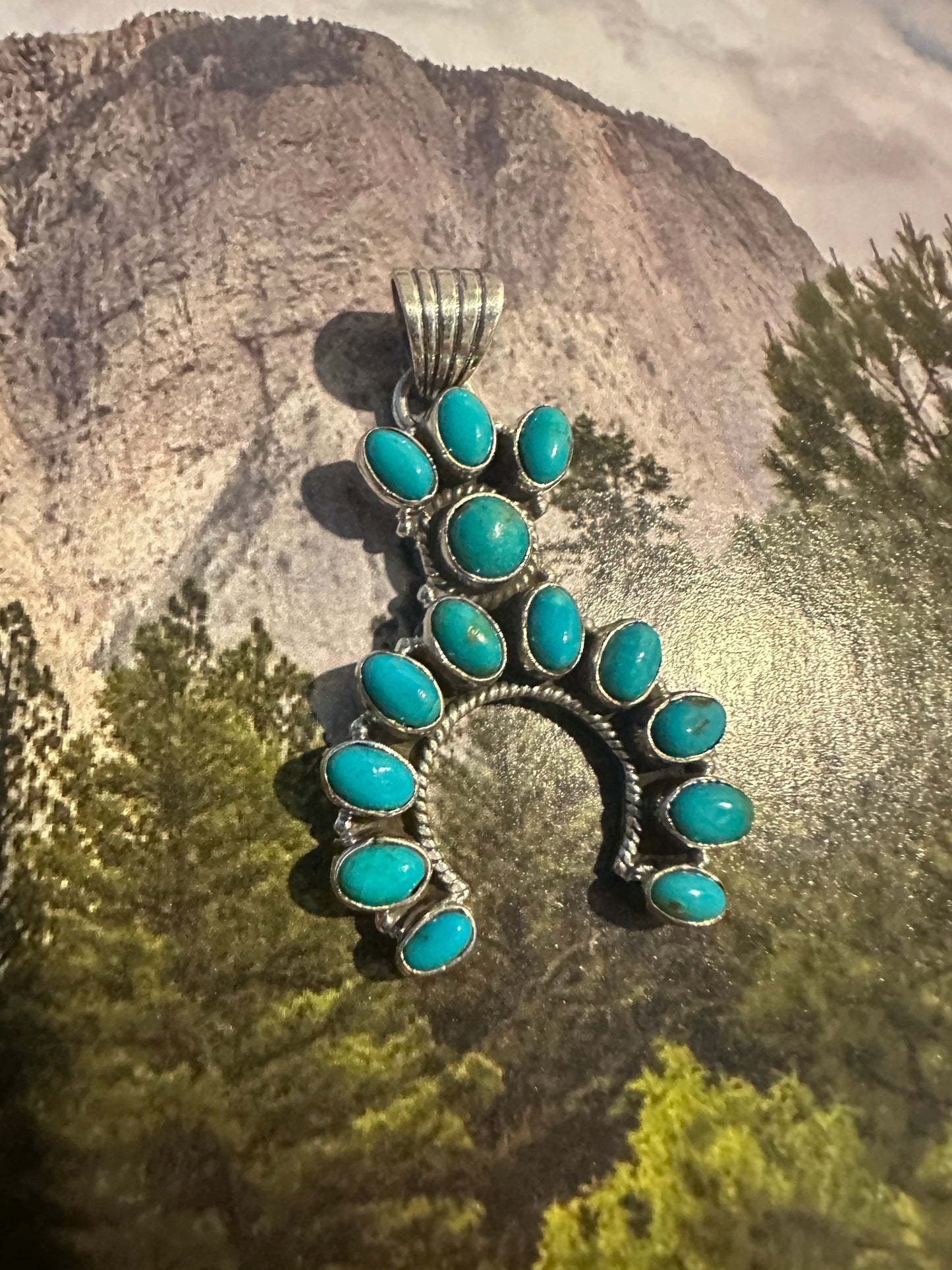 Handmade Sterling Silver Turquoise Naja Pendant By Dan Dodson more blue