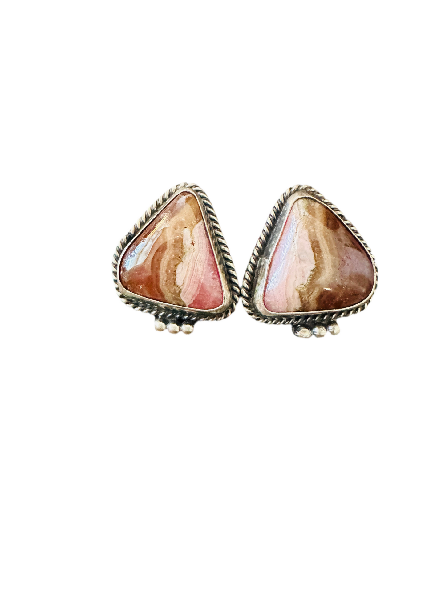 Handcrafted Rhodochrosite & Sterling Silver Post Earrings