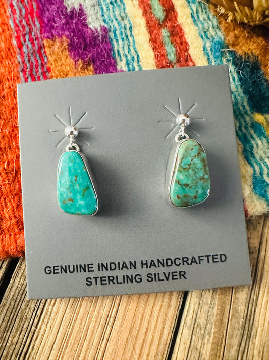 Handcrafted Turquoise & Sterling Silver Dangle Earrings