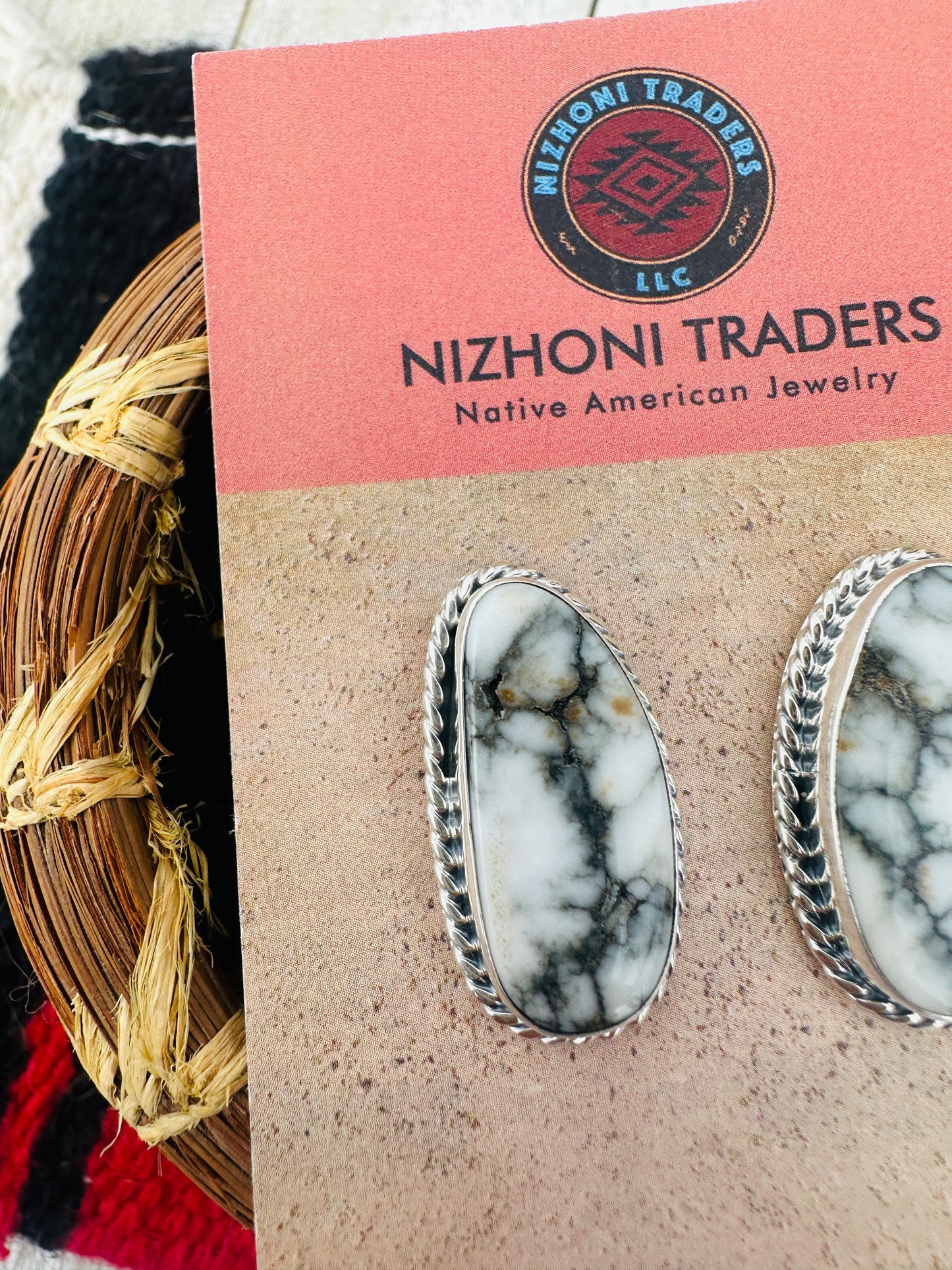 Handcrafted White Buffalo & Sterling Silver Post Earrings