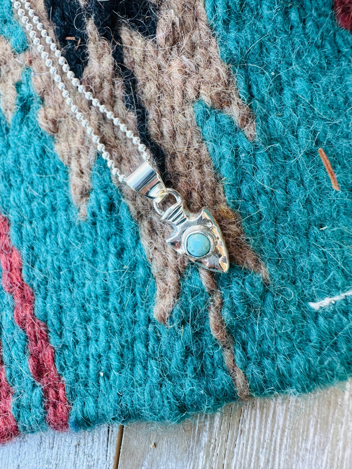 Handcrafted Sterling Silver and Turquoise Arrowhead Mini Pendant