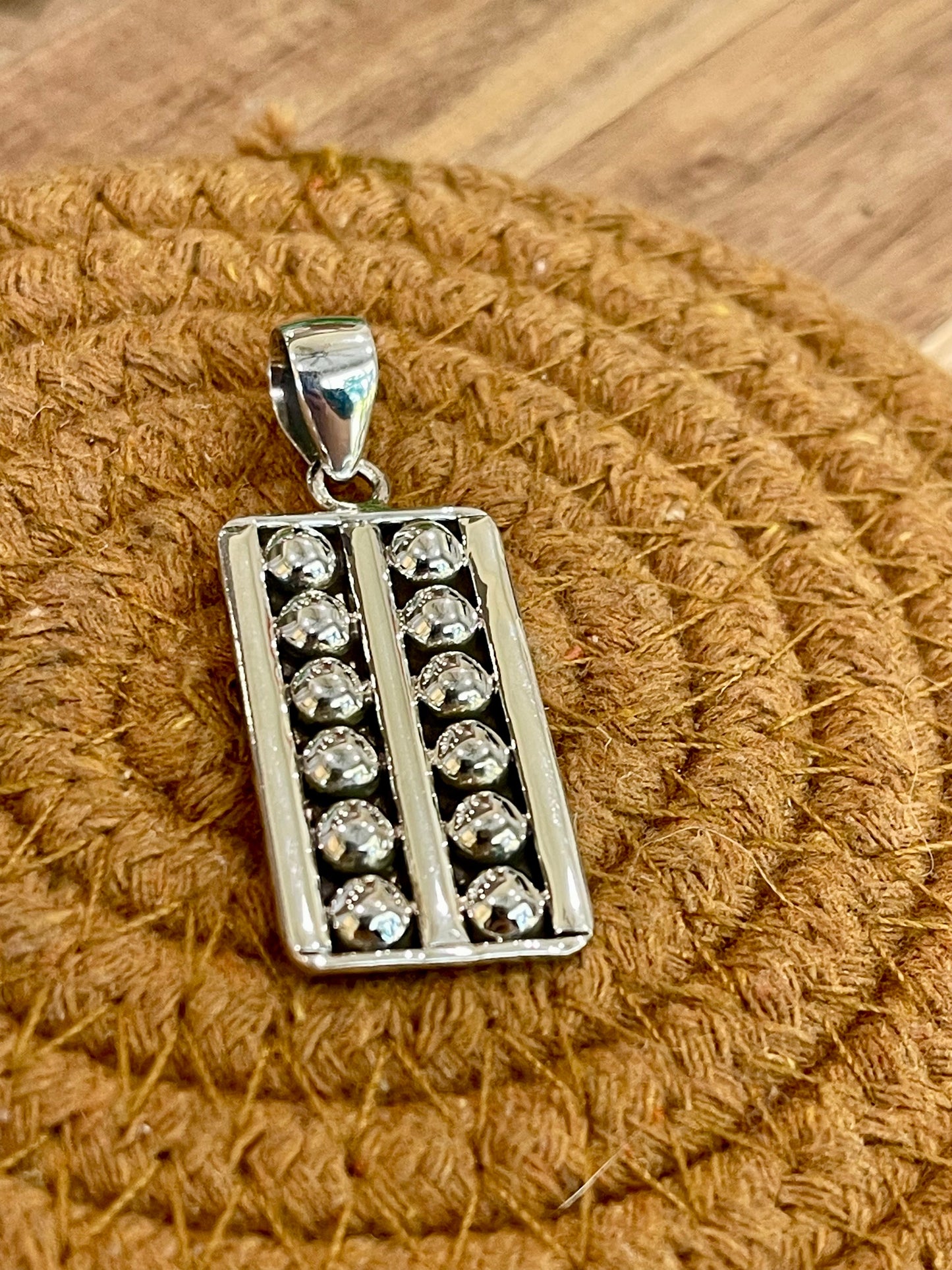Handmade Sterling Silver Bar Pendant with Signed Nizhoni