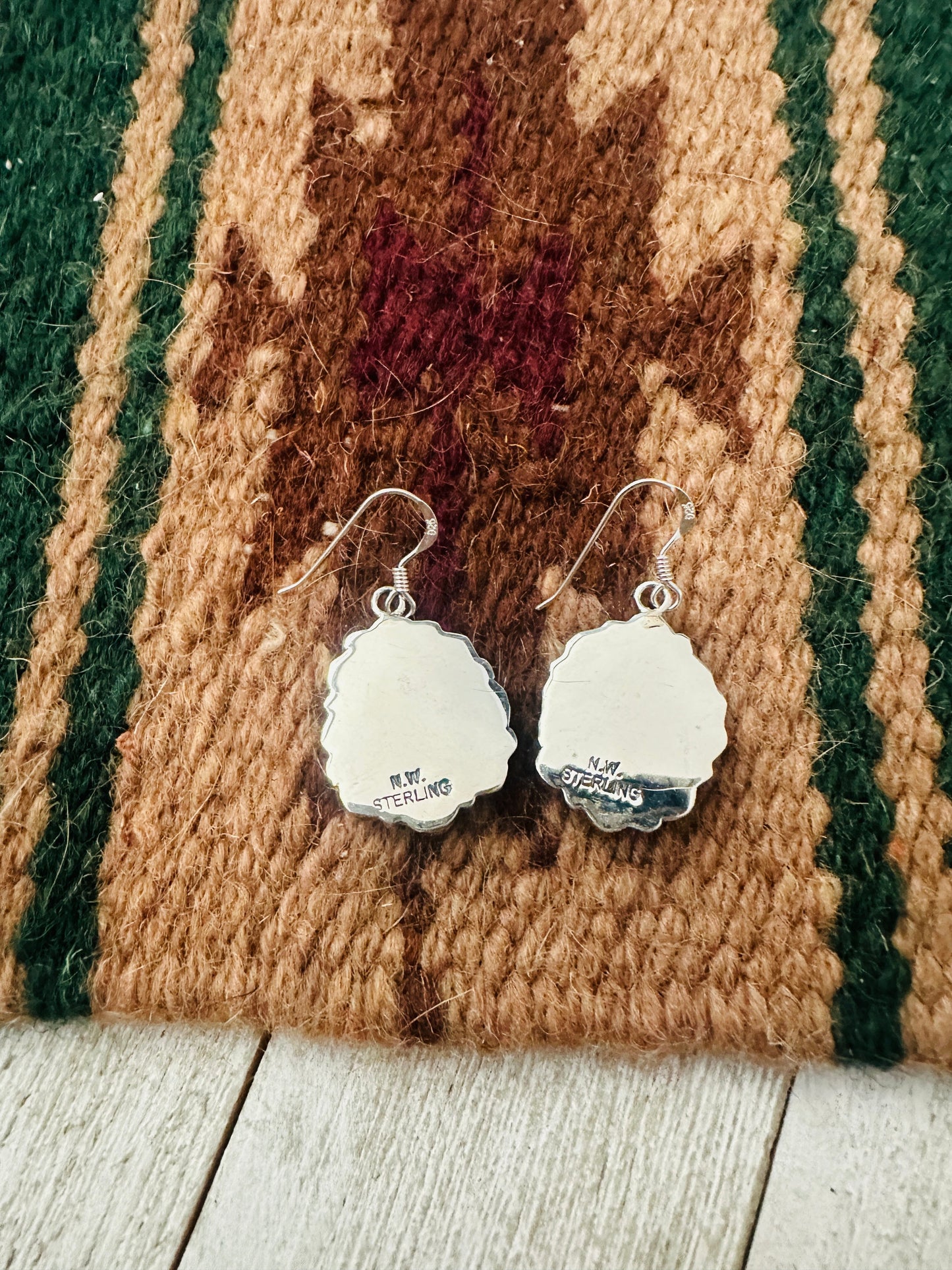 Handcrafted Sterling Silver & Green Turquoise Cluster Dangle Earrings