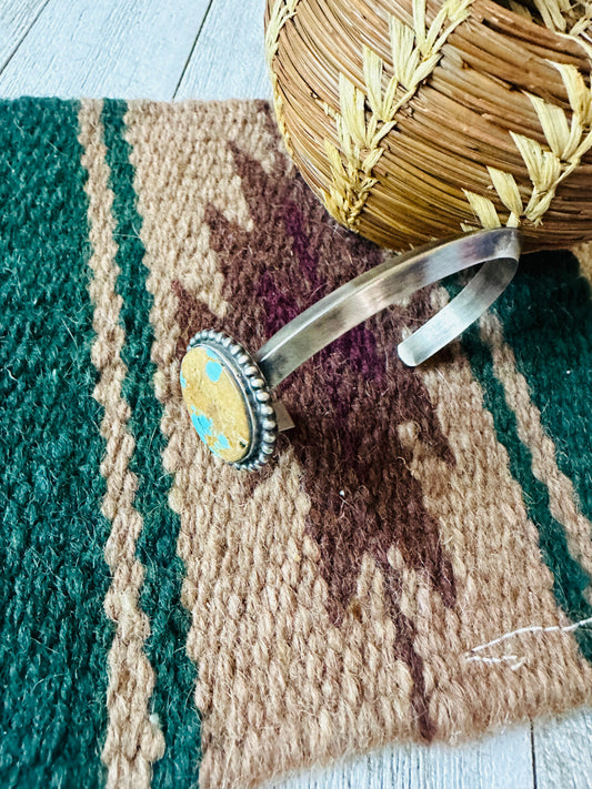 Handcrafted Sterling Silver & Number 8 Turquoise Cuff Bracelet