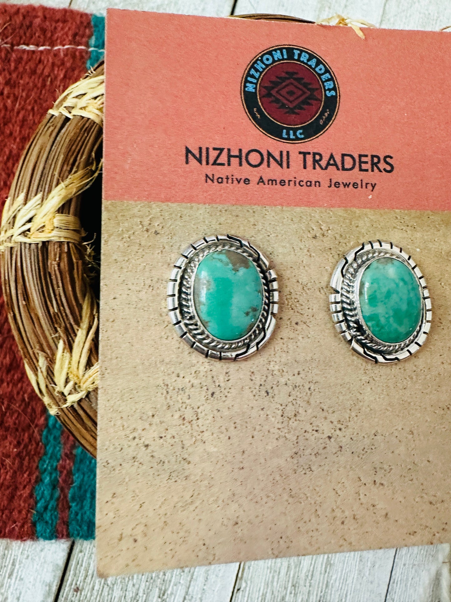 Handcrafted Turquoise & Sterling Silver Post Earrings