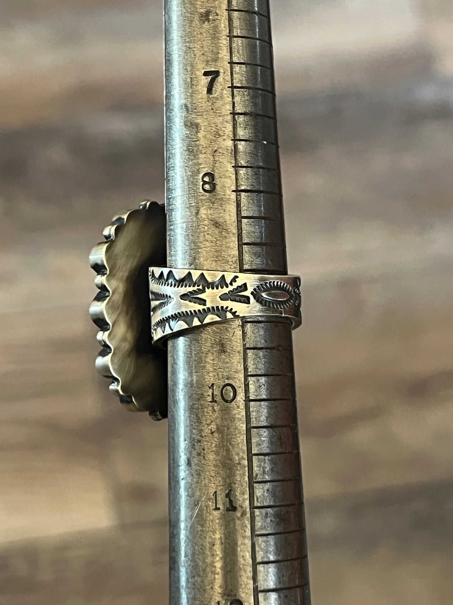 Handcrafted Electric Rainbow Turquoise and Spiny Oyster Ring by Angela Martin and Bernyse Chavez, Size 9