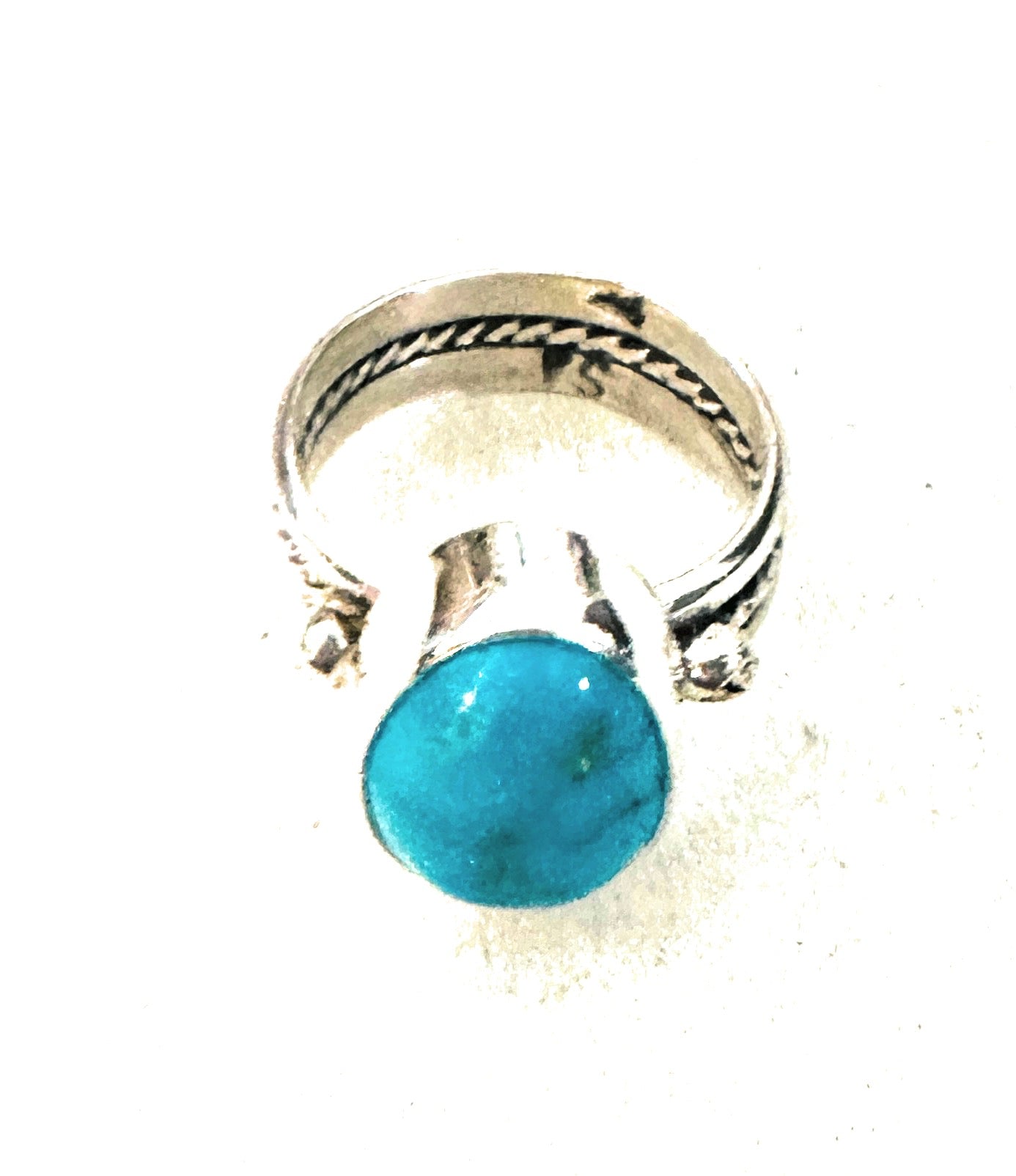 Navajo Kingman Turquoise & Sterling Silver Ring Size 8.75