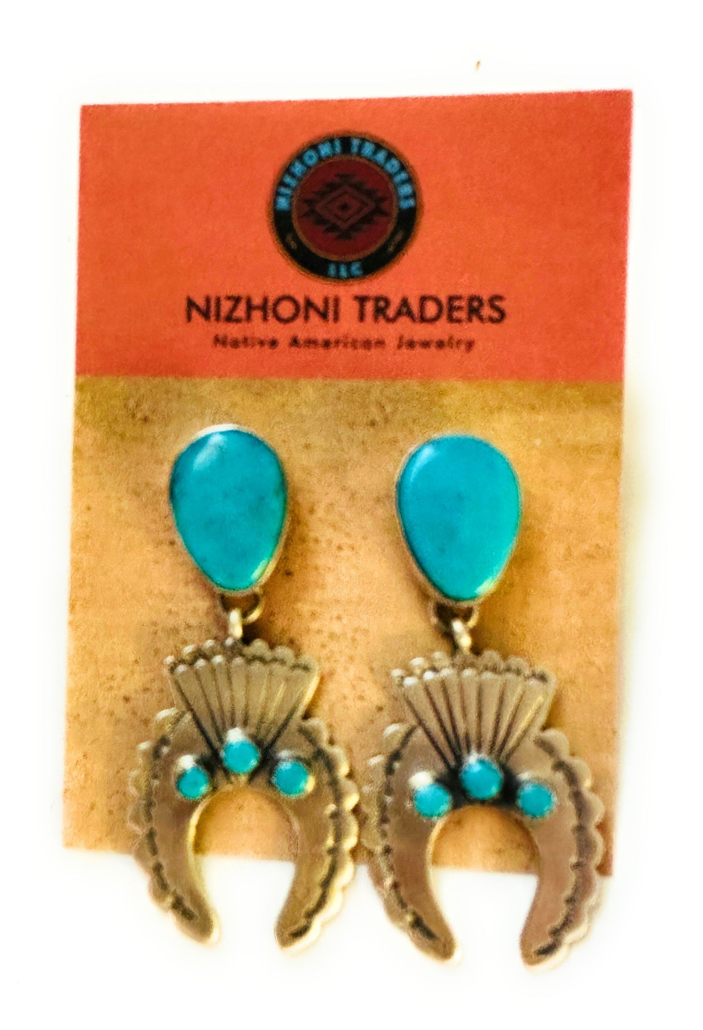 Navajo Turquoise & Sterling Silver Naja Dangle Earrings