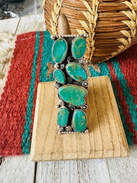 Handcrafted Royston Turquoise & Sterling Silver Adjustable Ring by Jacqueline Silver