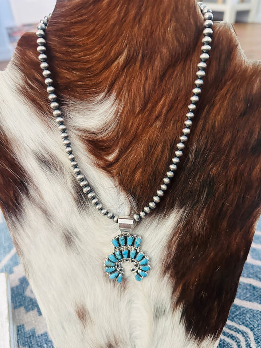 Handcrafted Turquoise & Sterling Silver Naja Necklace