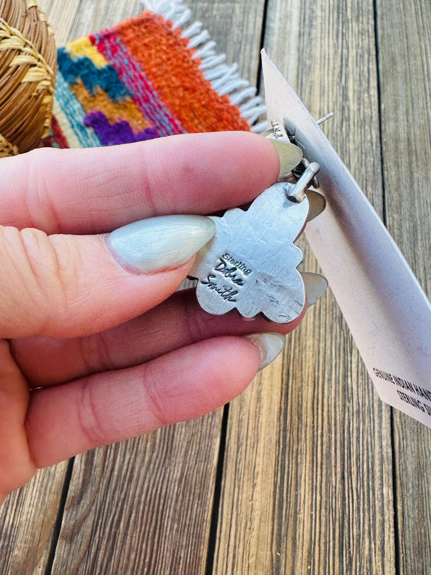 Handcrafted Sterling Silver & Sonoran Mountain Turquoise Cluster Dangle Earrings by Debra Smith
