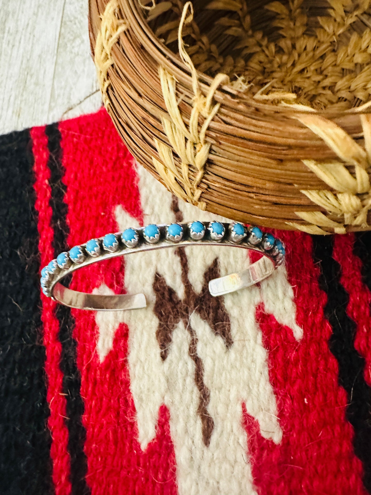Handcrafted Turquoise & Sterling Silver Snake Eye Cuff Bracelet