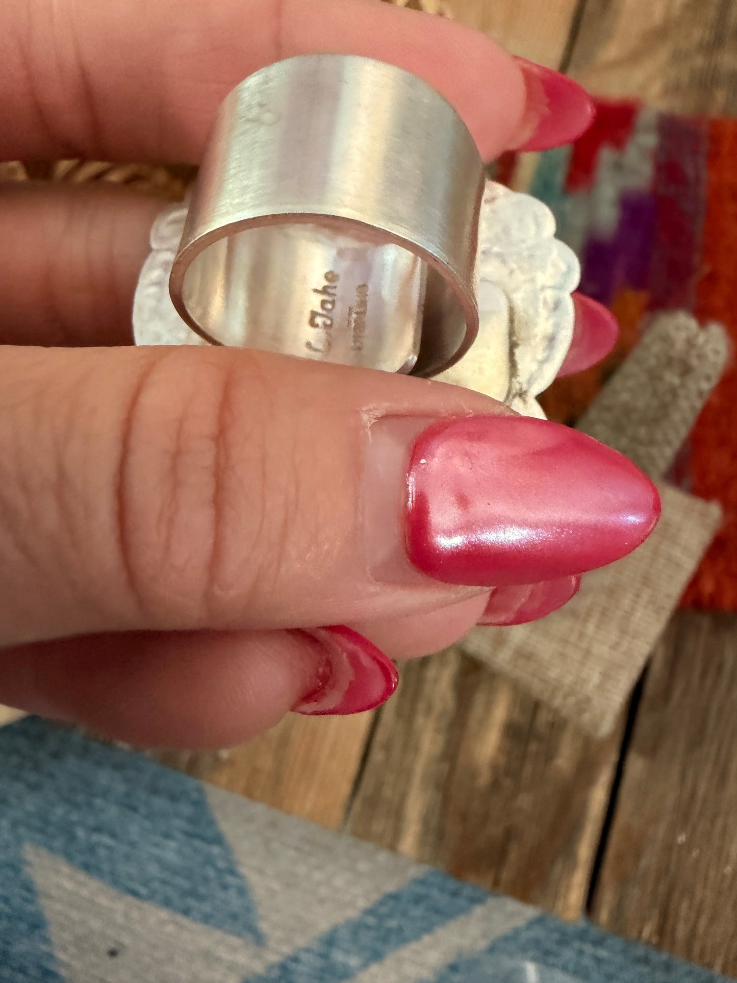 Handcrafted Sterling Silver Adjustable Heart Concho Ring by Leander Tahe