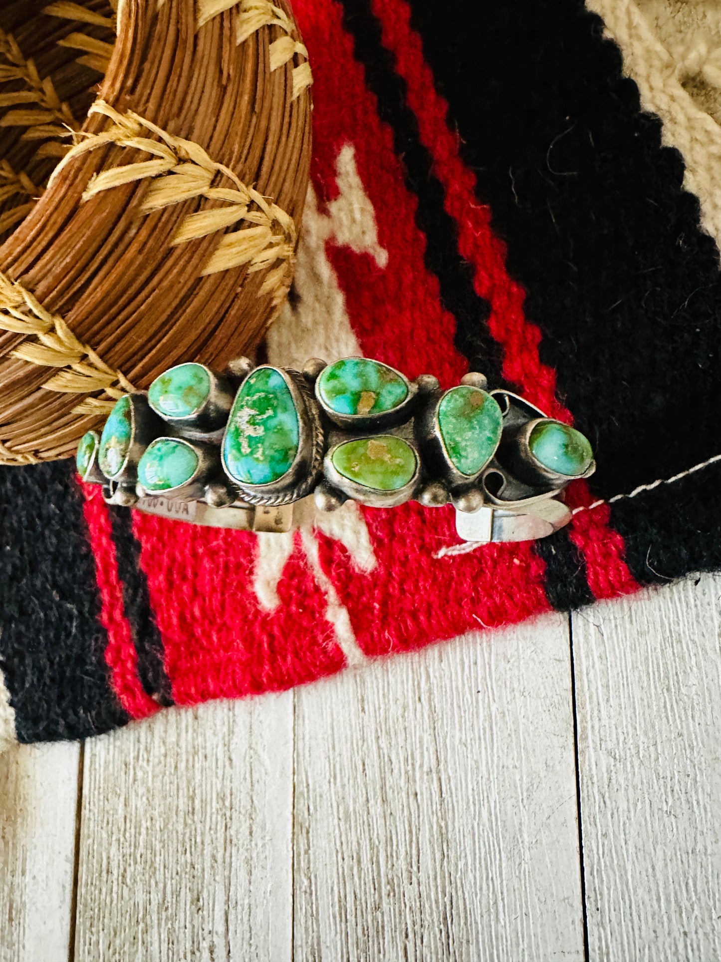 Handcrafted Sonoran Mountain Turquoise & Sterling Silver Cuff Bracelet