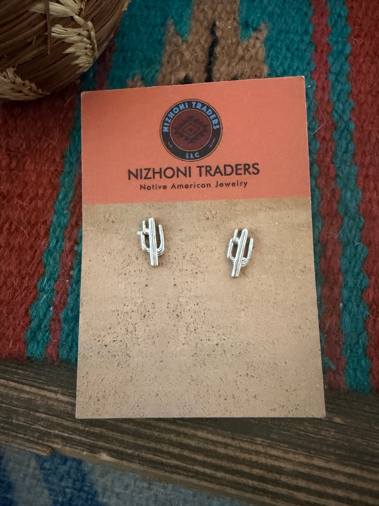 Handcrafted Sterling Silver Cactus Stud Earrings
