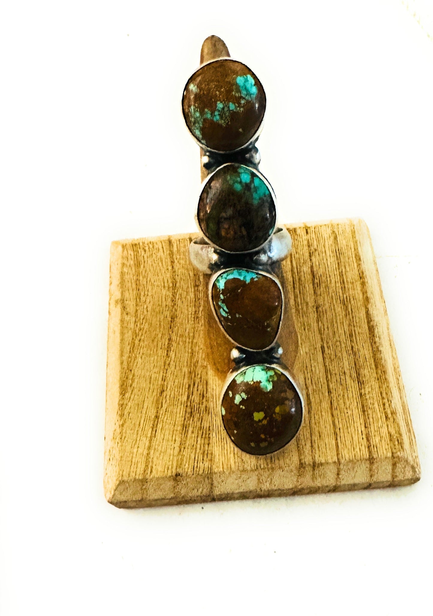 Handcrafted Sterling Silver & Number 8 Turquoise Ring Size 8.5