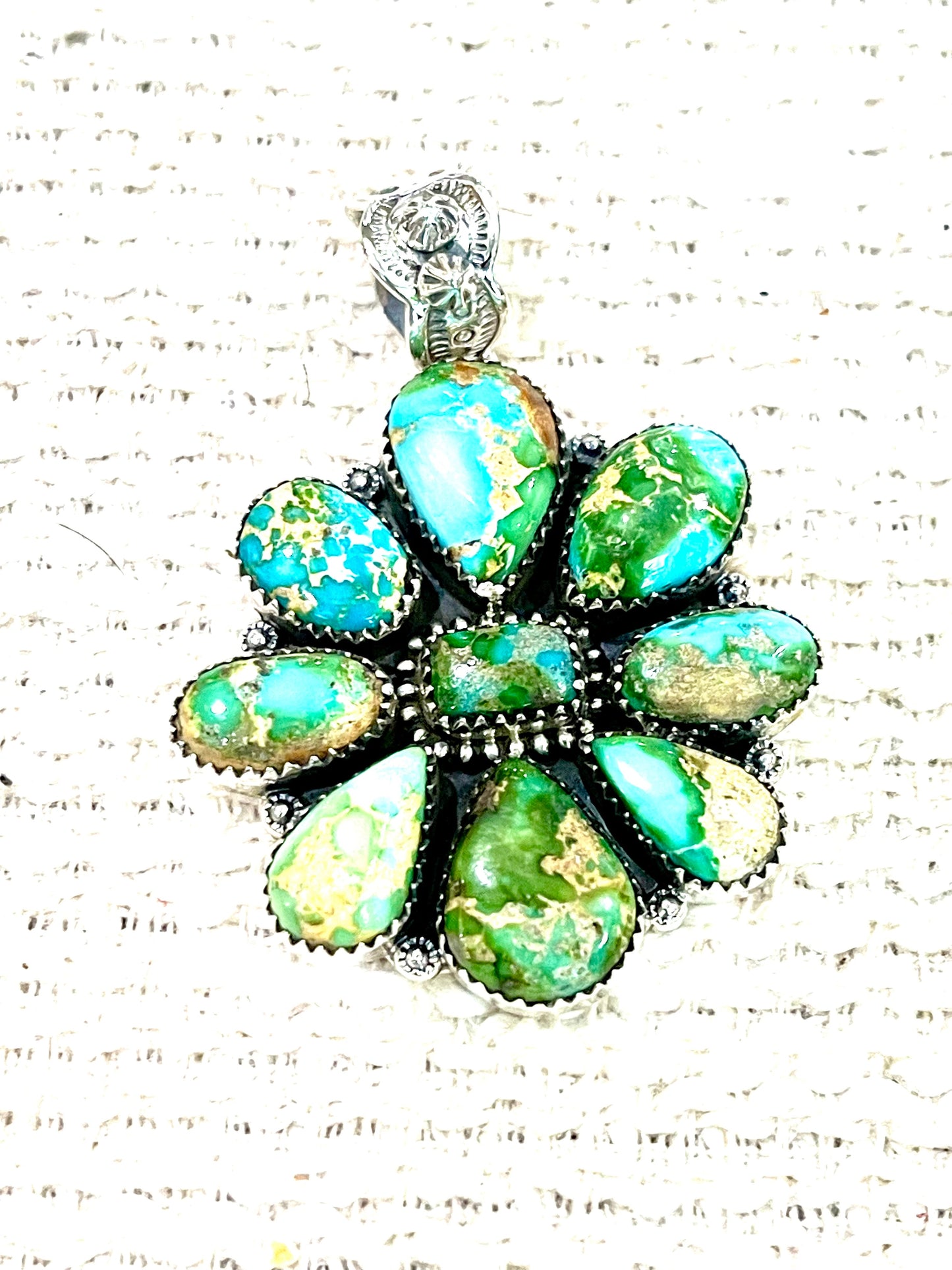 Gorgeous Handmade Sterling Silver & Sonoran Mountain Turquoise Cluster Pendant