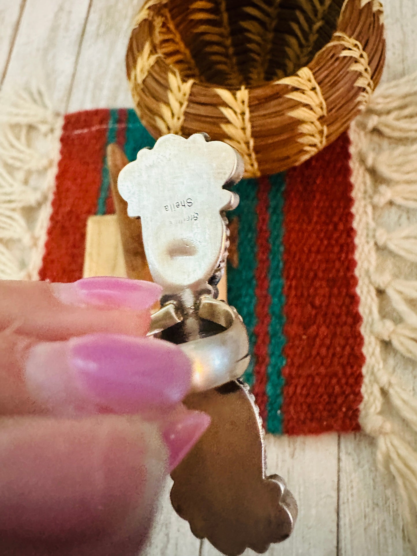 Handcrafted Sterling Silver & Kingman Turquoise Ring Size 8