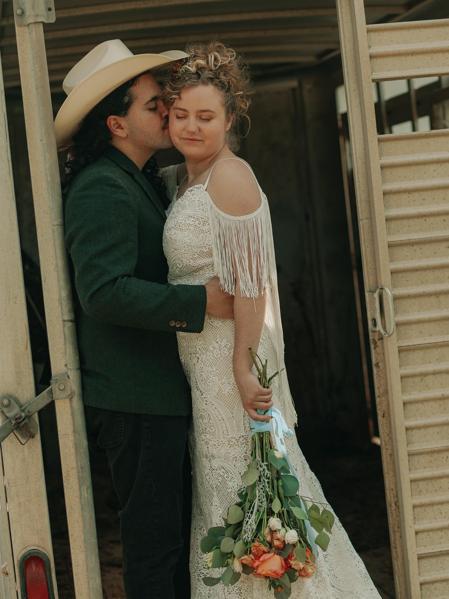 The Malorie Gown – Bold Boho Fit-and-Flare Wedding Dress with Fringe Back