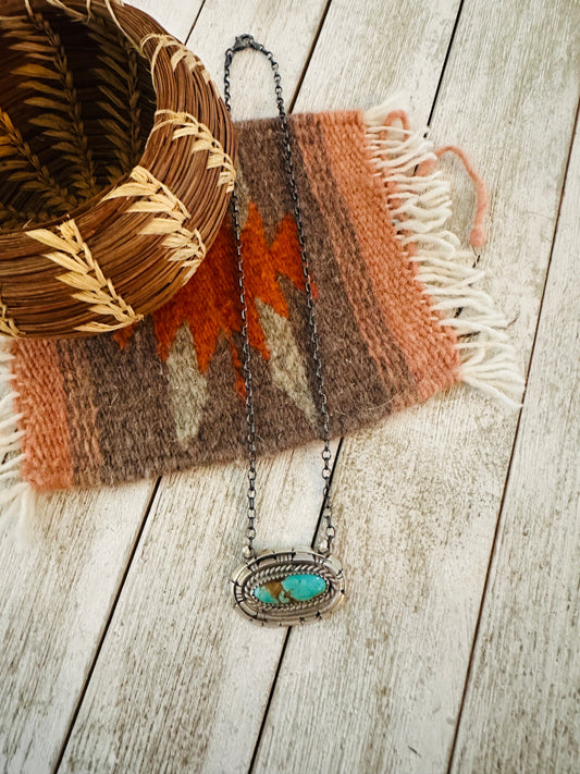 Handcrafted Sterling Silver & Kingman Turquoise Necklace