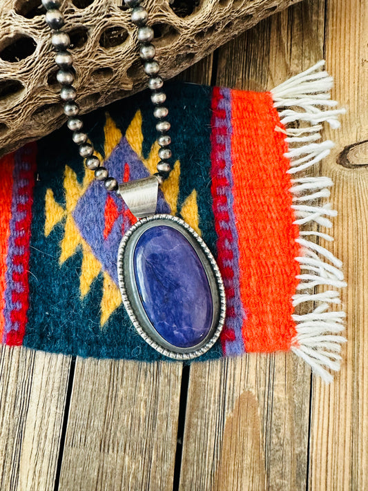 Handcrafted Charoite and Sterling Silver Star Pendant