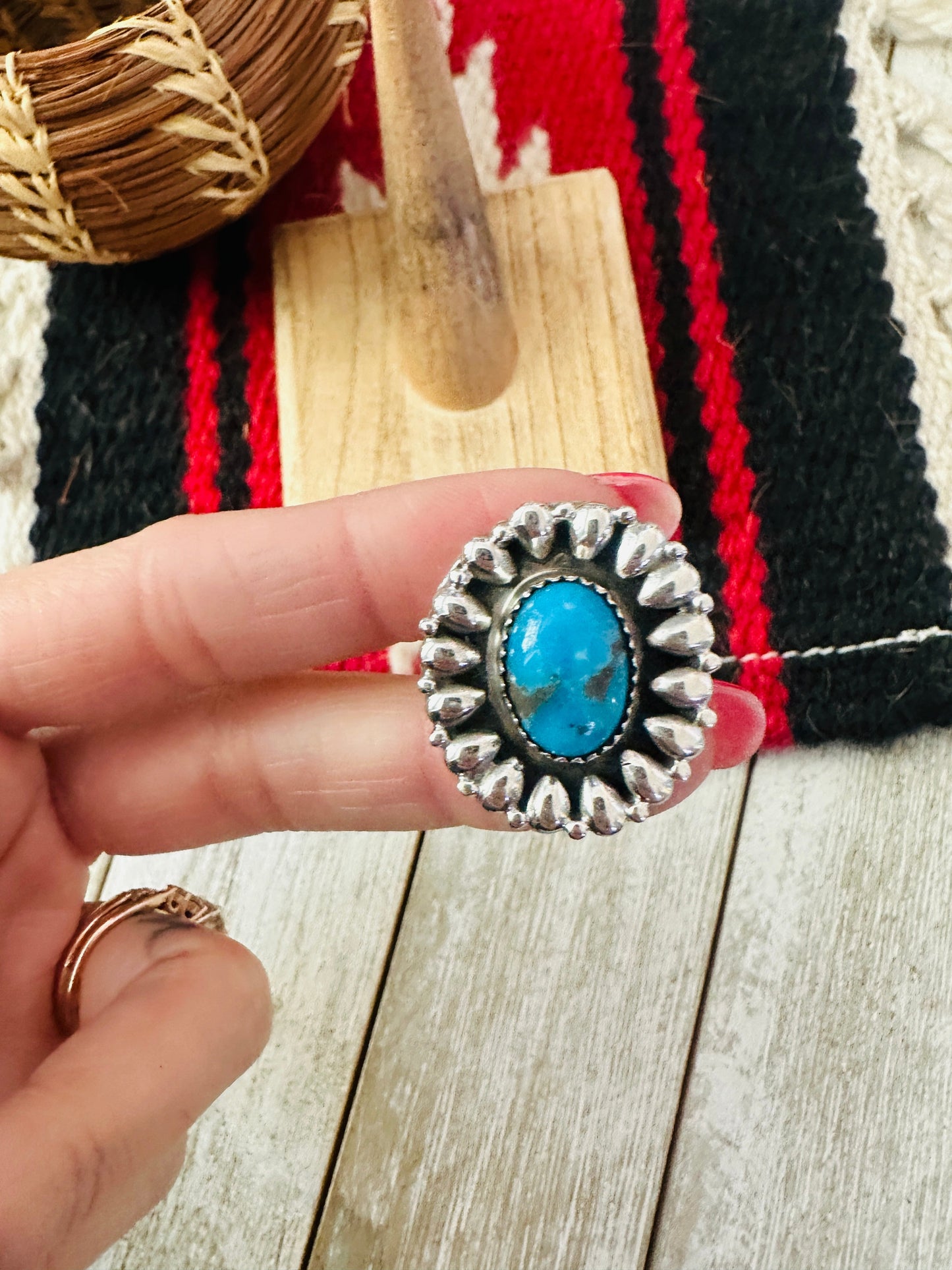 Handcrafted Sterling Silver & Turquoise Adjustable Ring