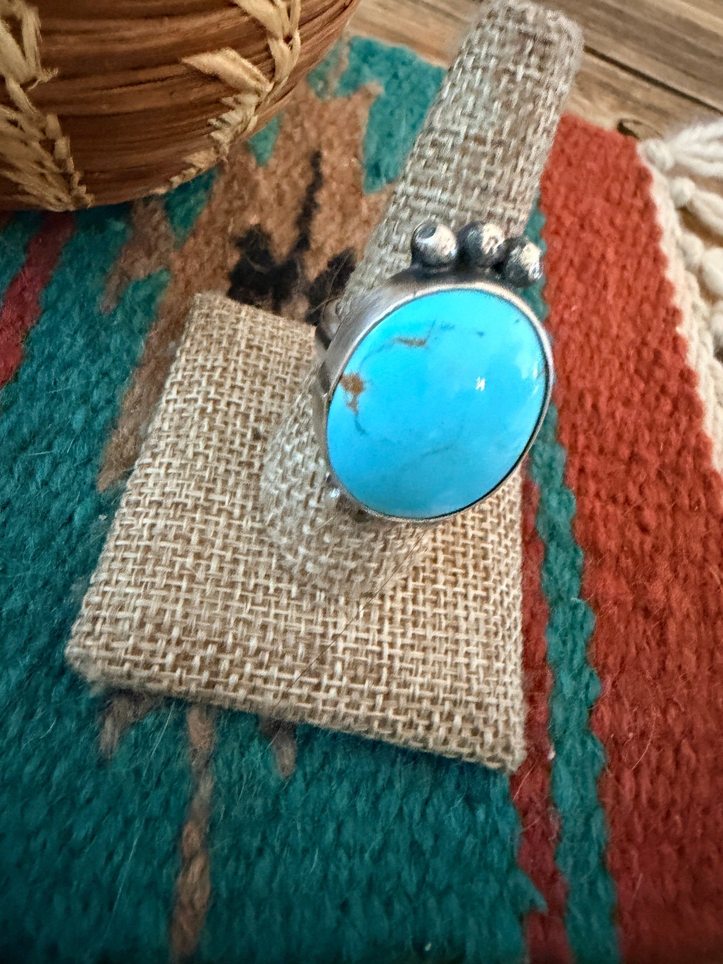 Handcrafted Kingman Turquoise & Sterling Silver Ring