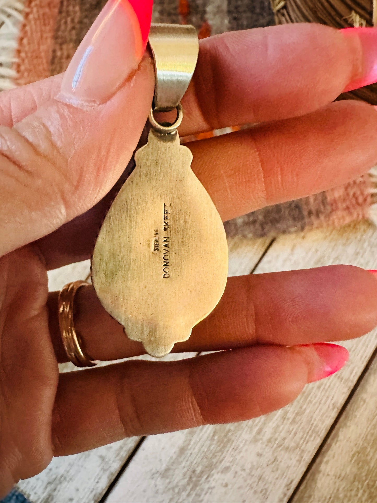 Handcrafted Cotton Candy & Sterling Silver Teardrop Pendant