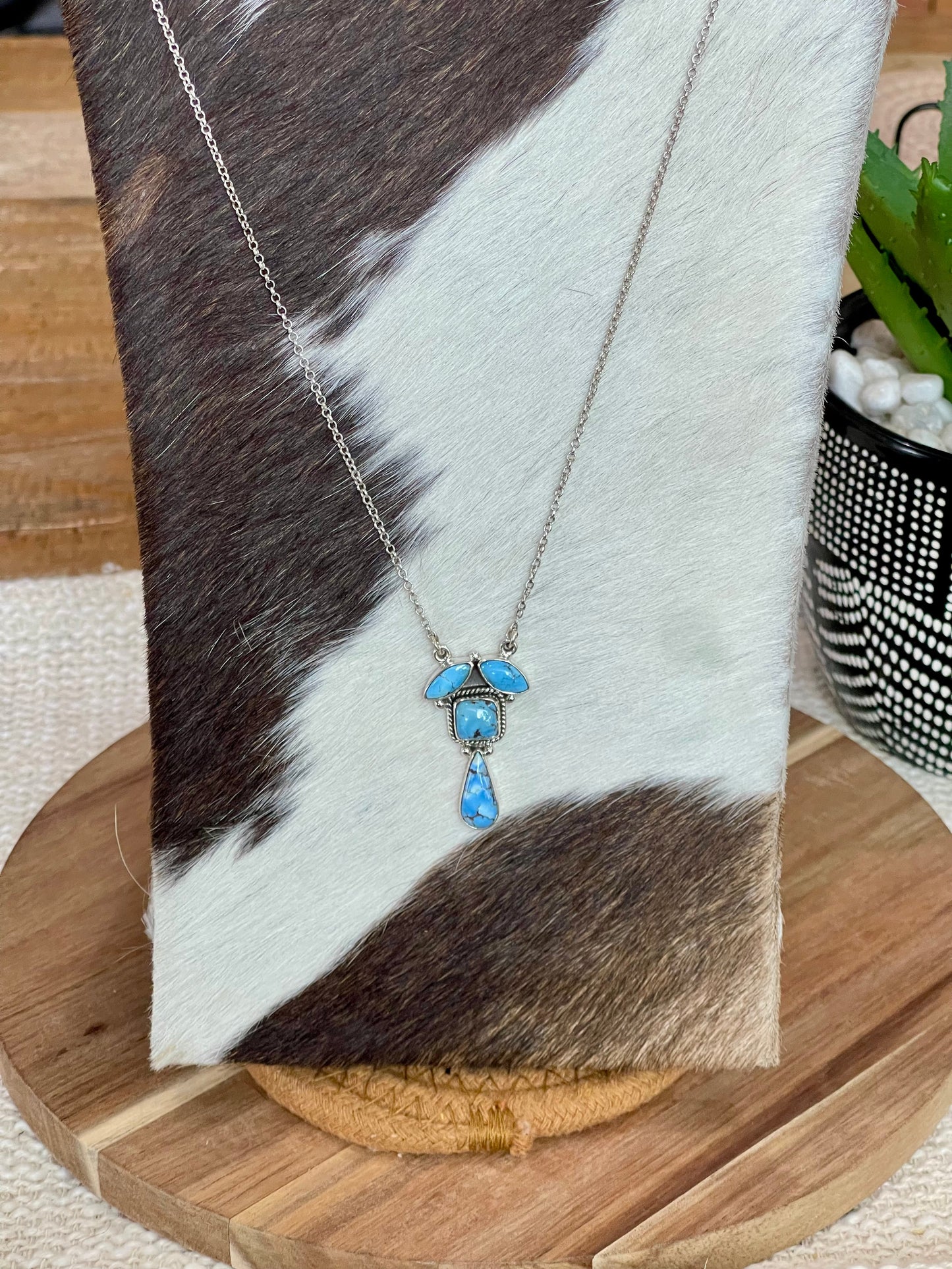 Handcrafted Sterling Silver & Golden Hills Cluster Necklace