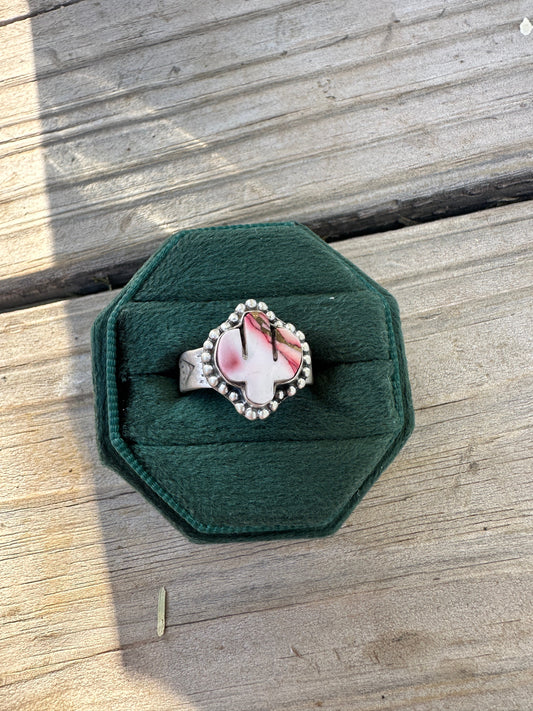 Handmade Sterling Silver Dahlia Rose Saguaro Cactus Adjustable Ring