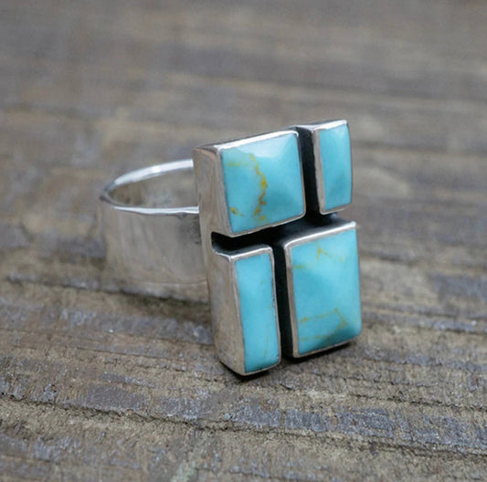 Turquoise Mosaic Sterling Silver Ring