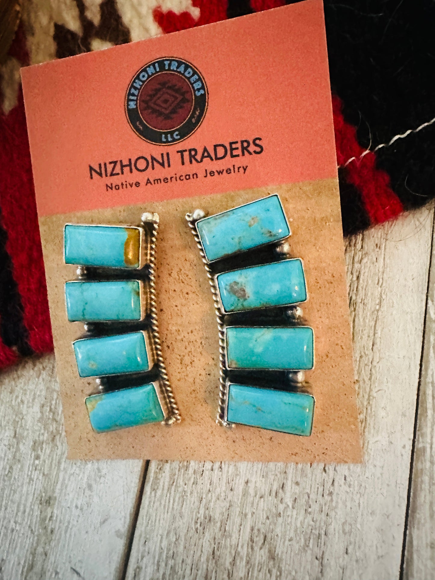Handcrafted Sterling Silver & Kingman Turquoise Dangle Earrings by Elouise Kee