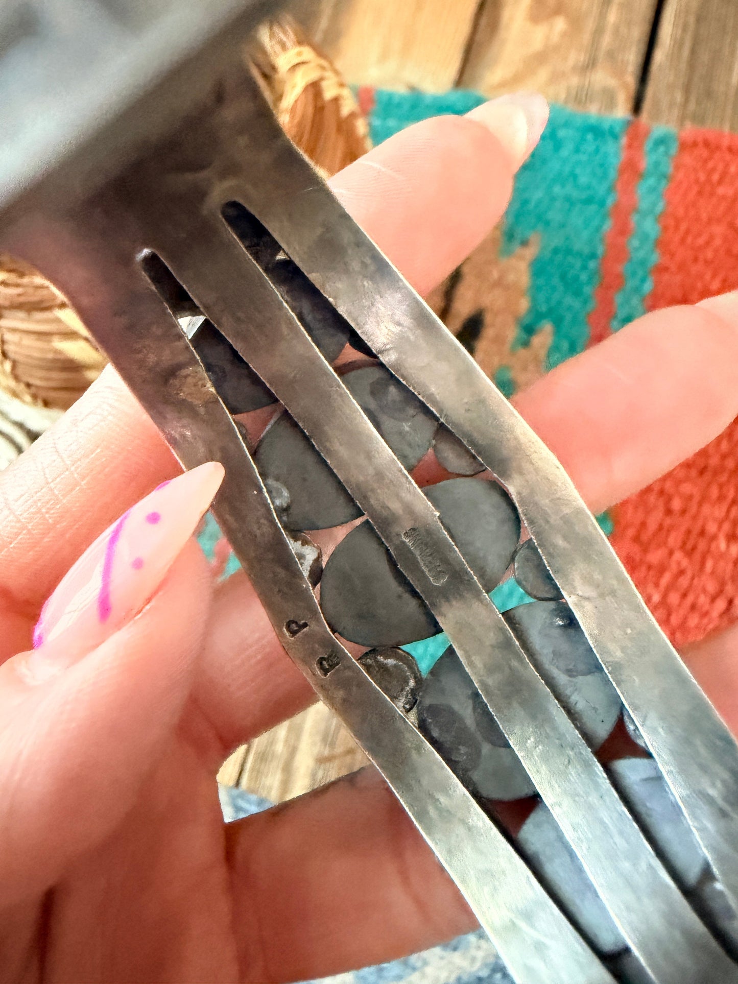 Handcrafted Sterling Silver & Egyptian Turquoise Cuff Bracelet by Rosella Paxson