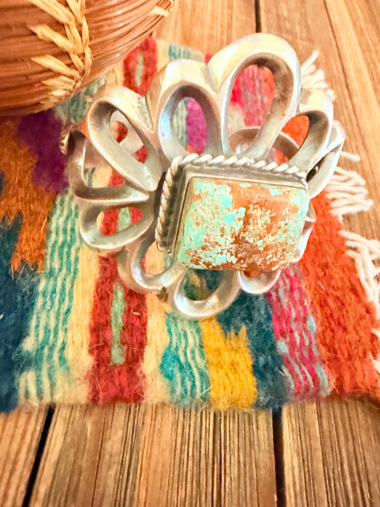 Handcrafted Sterling Silver & Number 8  Turquoise Cuff Bracelet by Chimney Butte