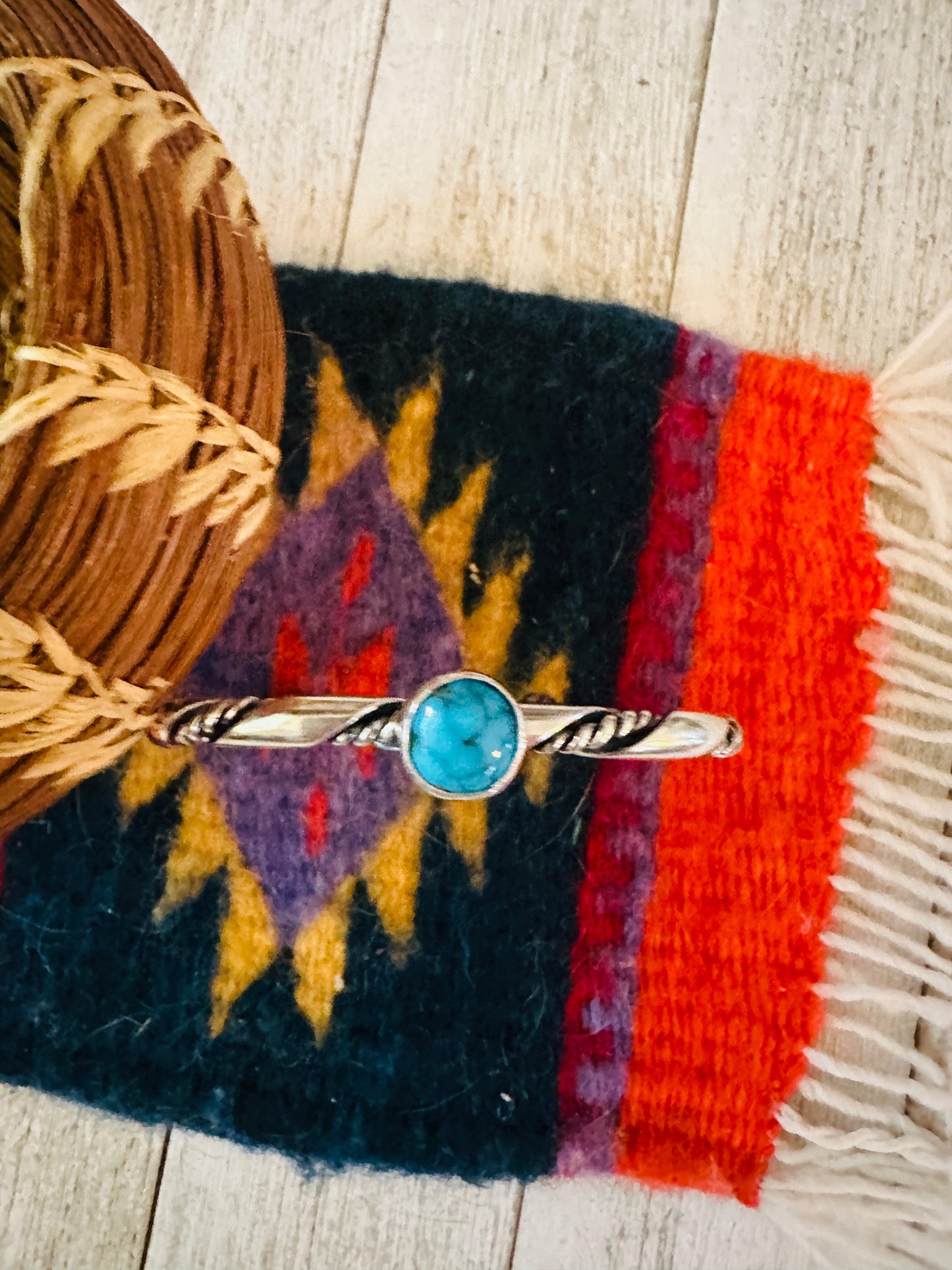 Handcrafted Sterling Silver & Morenci Turquoise Cuff Bracelet