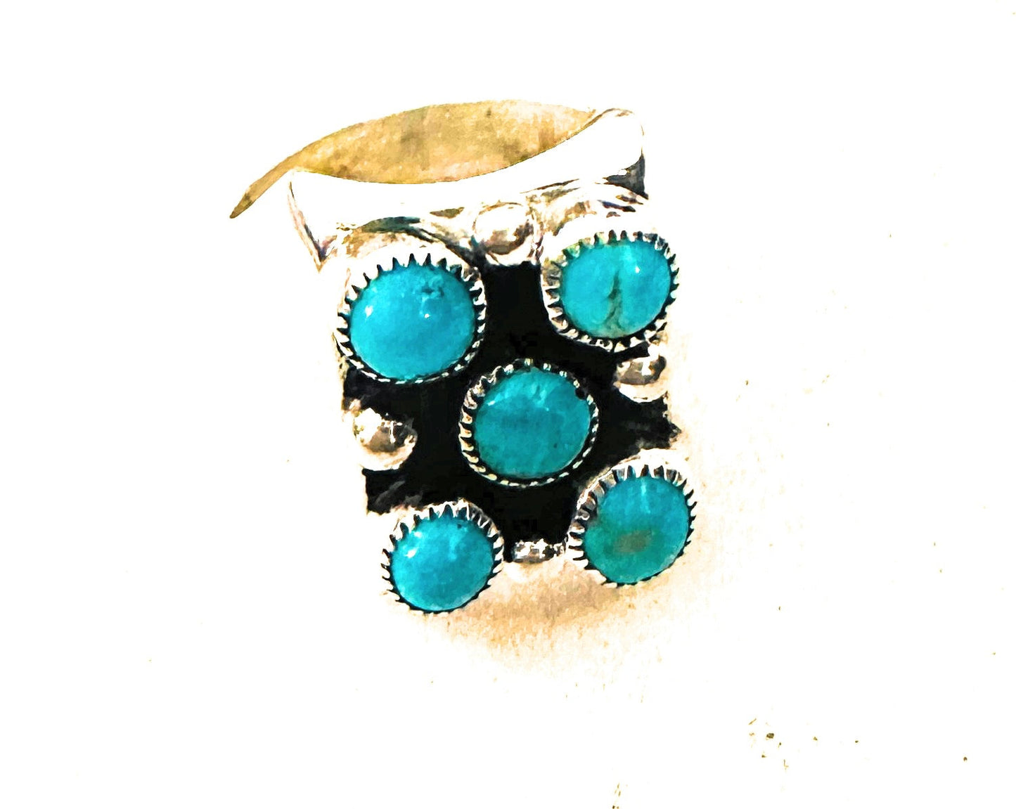 Handcrafted Sterling Silver & Kingman Turquoise Men’s Ring Size 10.25