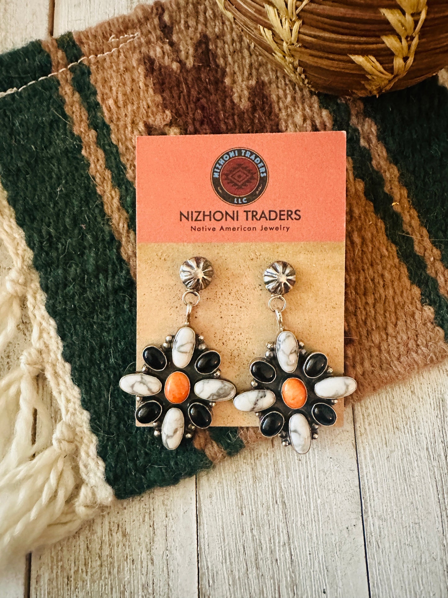 Handcrafted Multi Stone & Sterling Silver Dangle Earrings