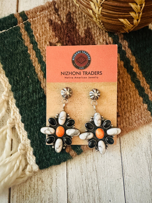 Handcrafted Multi Stone & Sterling Silver Dangle Earrings