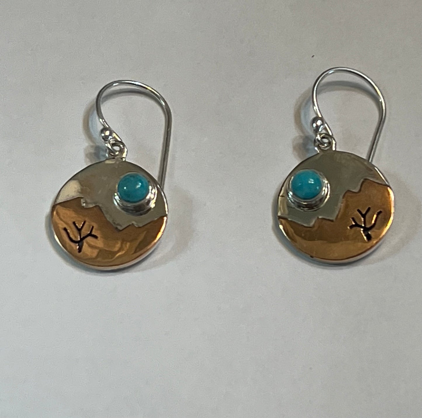 Copper Sunrise Sterling Silver Turquoise Earrings