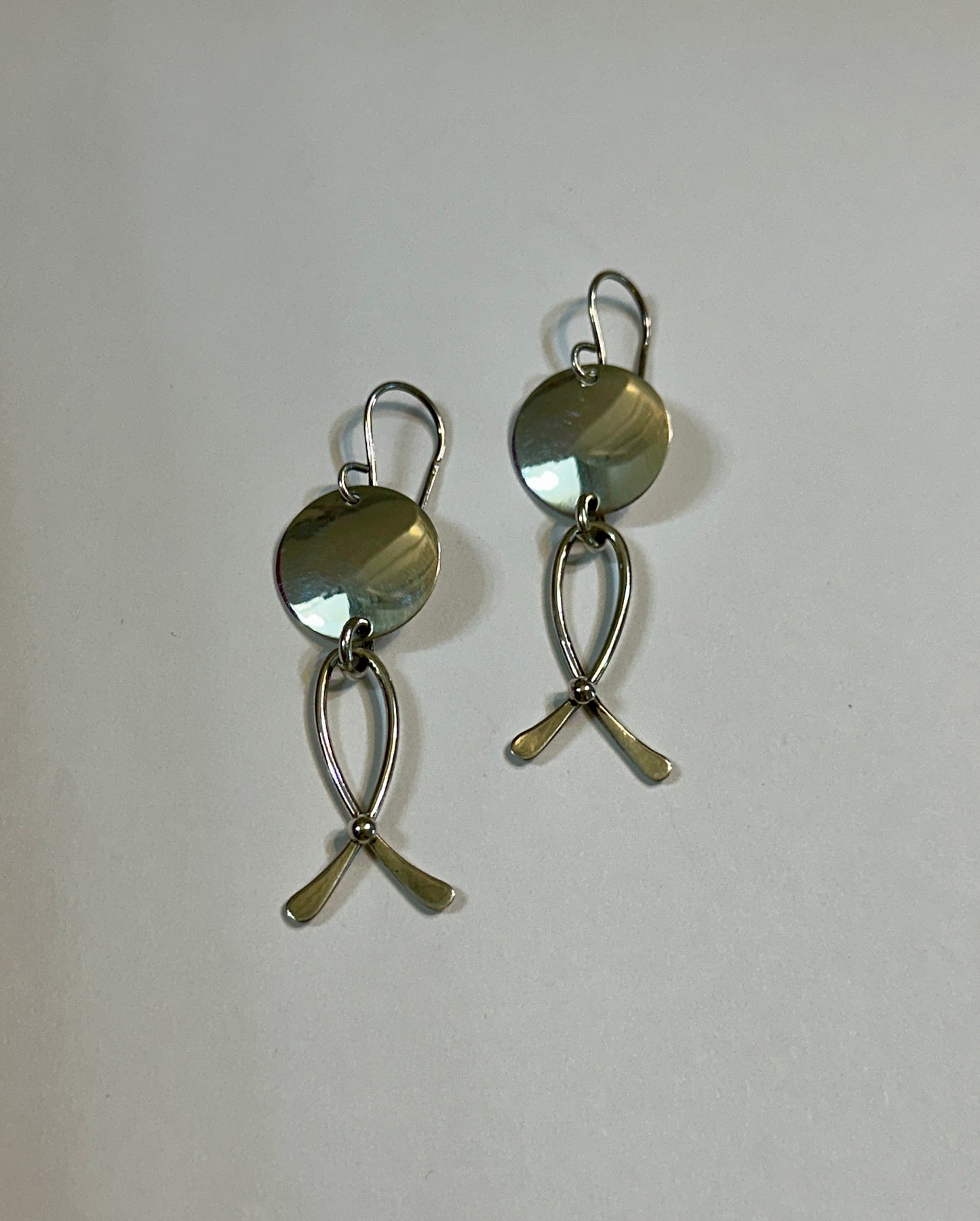 Disc w/ Ribbon Sterling Silver Earrings